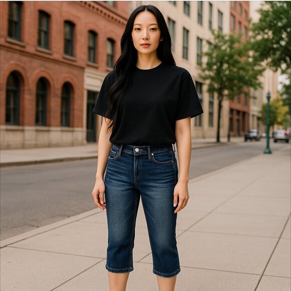 Amazing Mi Cropped Jeans Lace Up Back Size 11 - Picture 1 of 10